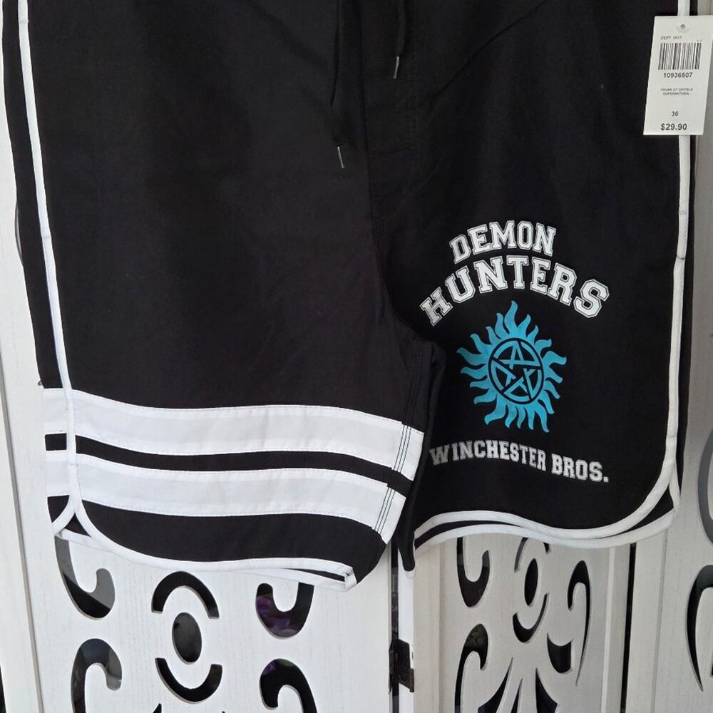 Supernatural Demon Hunters Winchester Bros Board Shorts Swim Trunks Men's 36